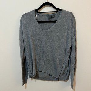 Quinn Grey V Neck Sweater with Side Zippers (Medium)